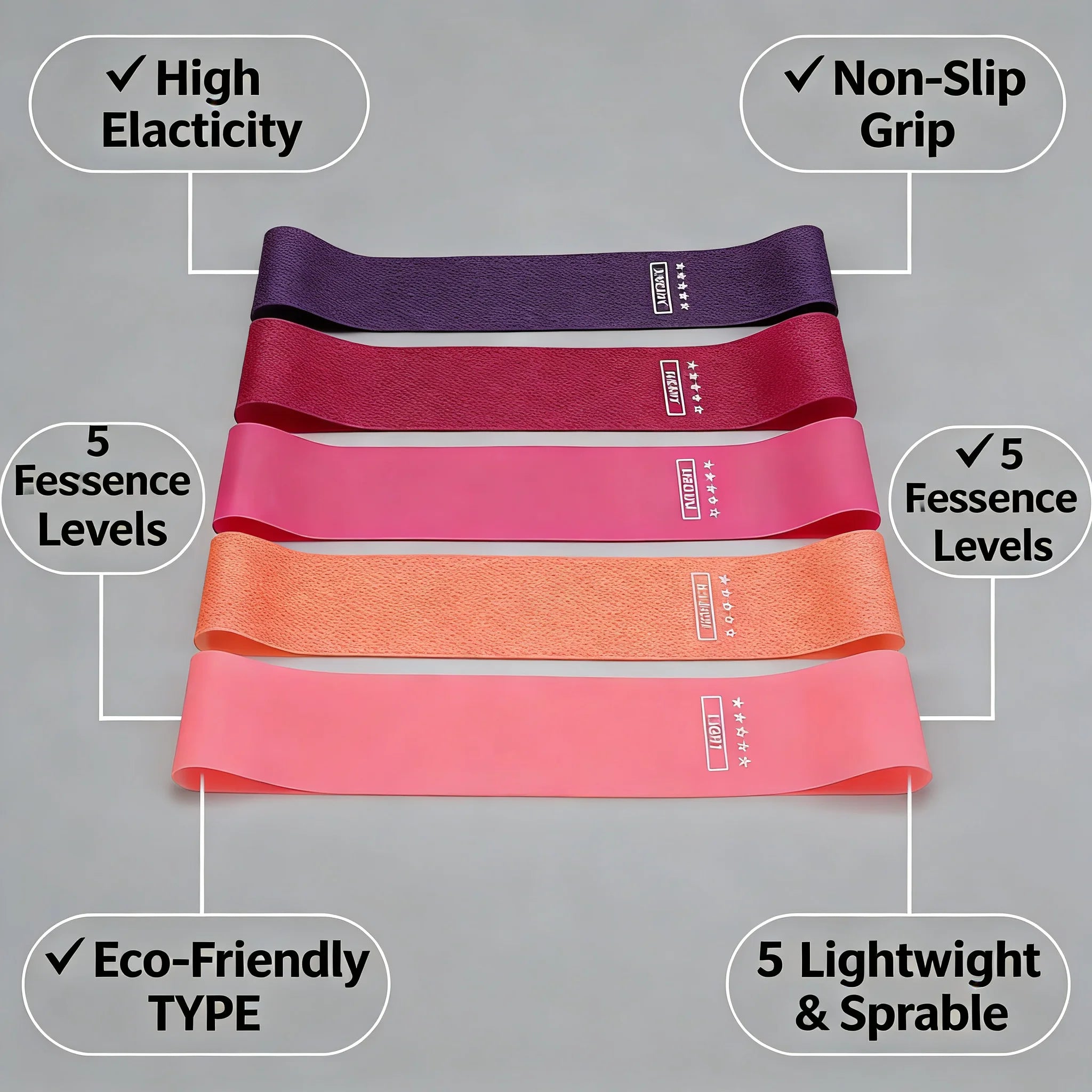 TPE Resistance Bands Set – 5‑Level Non‑Slip Booty Bands for Hip, Leg & Glute Workouts, Yoga & Fitness Training