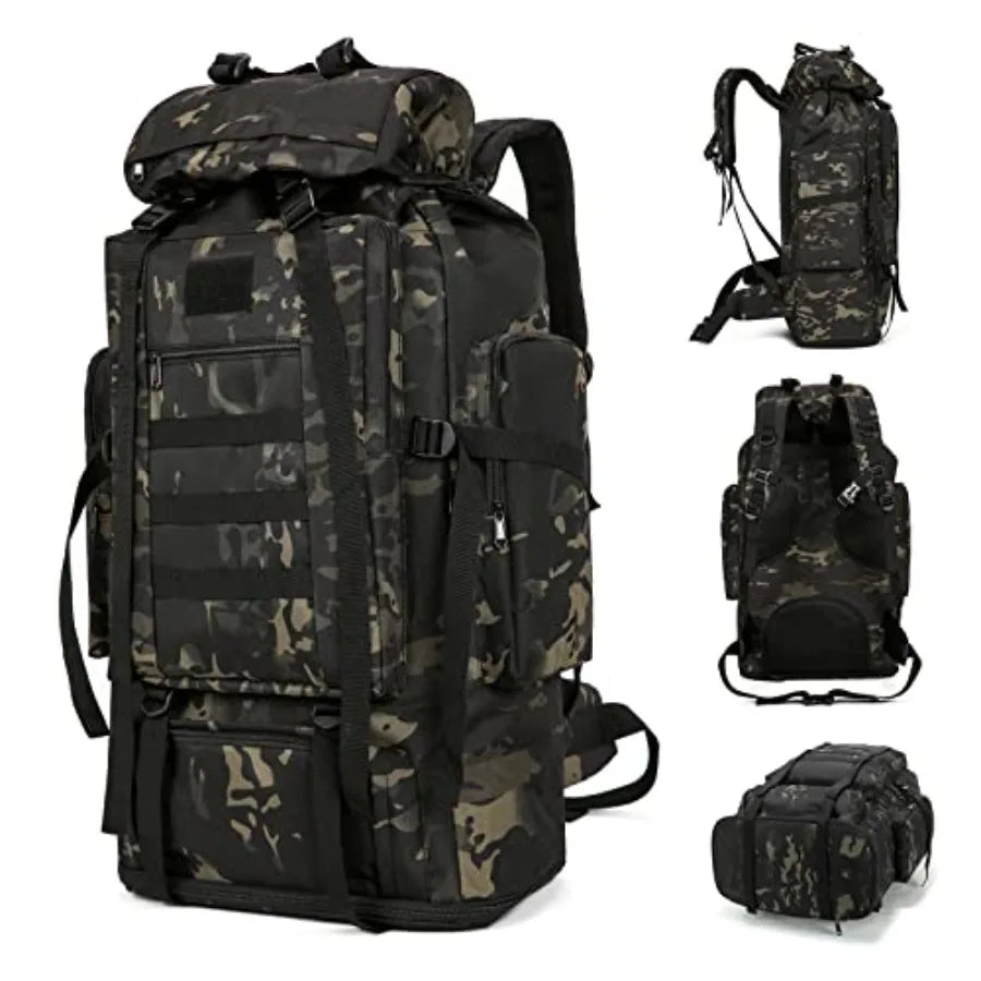 100L Hiking Camping Backpack MOLLE Rucksack Waterproof Daypack
