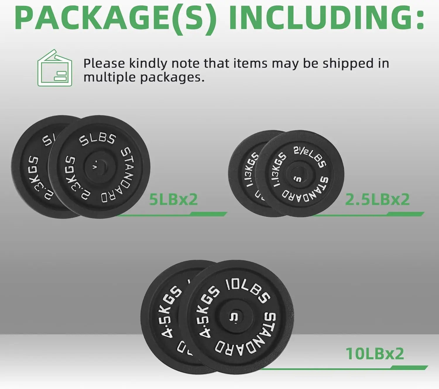 Standard 1 Inch Barbell Weight Plates 2.5 to 45 LB for Home Gym Strength Training with Deep Grip