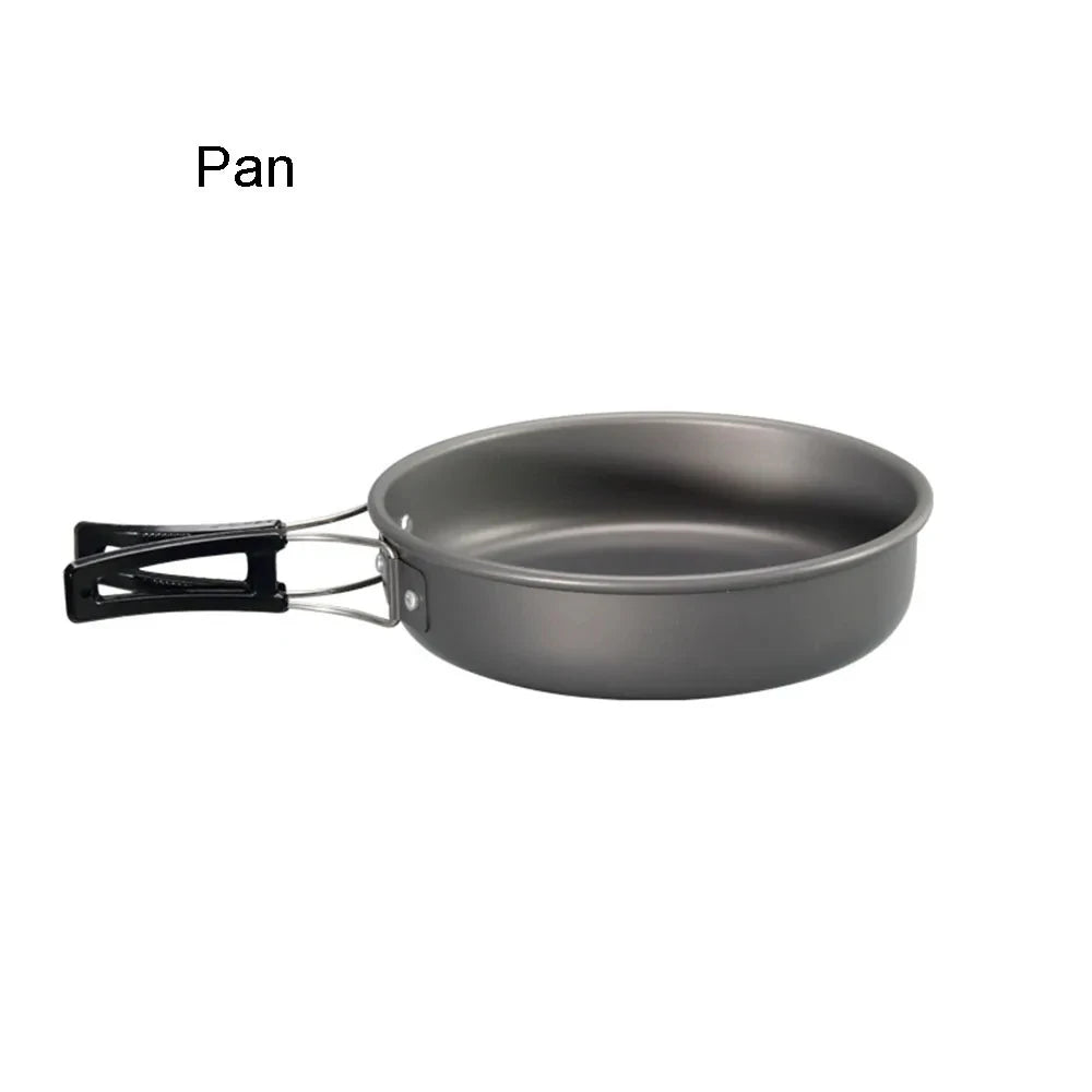 Outdoor Camping Cookware Set Aluminum Non Stick Pot Portable Tableware Cookware Cooking Pot Bowl for Hiking BBQ Picnic