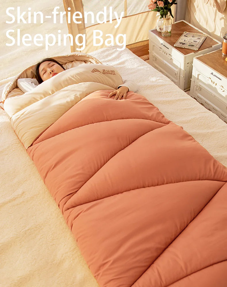 Camping Sleeping Bag Ultralight 4 Season Warm Envelope Backpacking Cotton Sleeping Bag for Outdoor Traveling Hiking