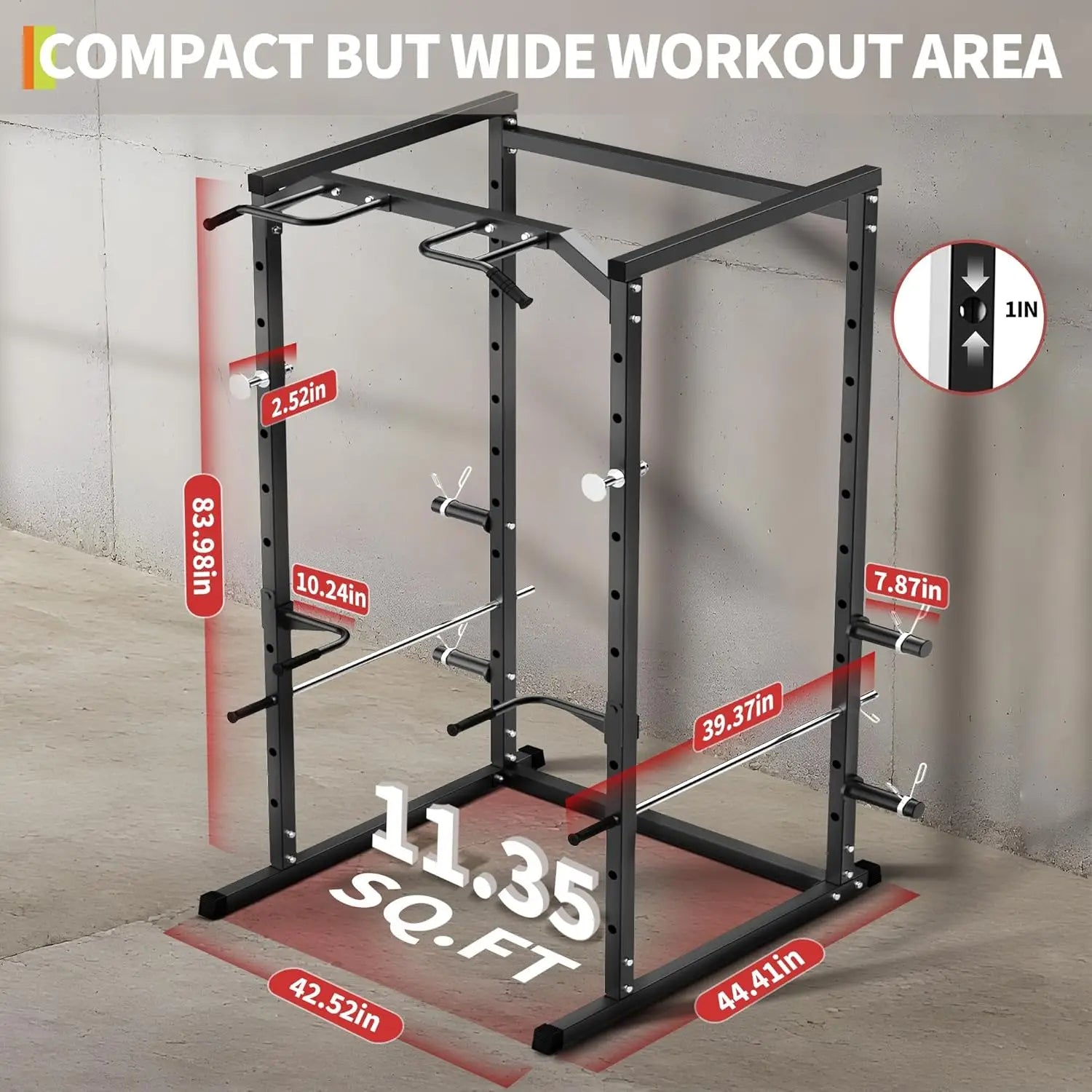 Adjustable Multi-Functional Power Rack with Pull-Up Bar for Home/Garage Gym