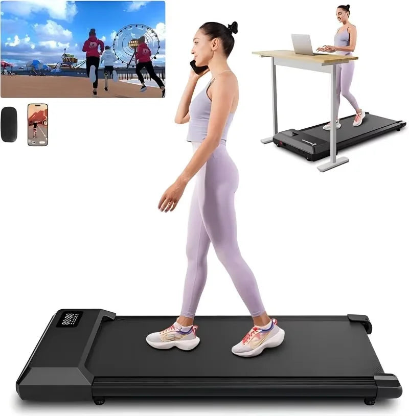 2 in 1 Home and Office Walking Treadmill 2.5 HP Mini Foldable Design with APP and Remote Control