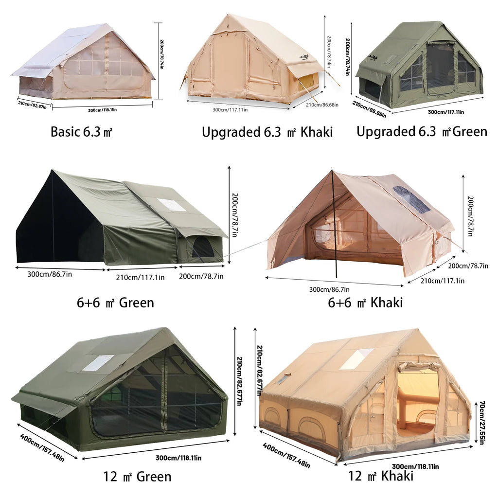 Large Inflatable Camping Tent with Skylight Quick Air Flow and Breathable Mesh Design Summer Glamping Hot Tent