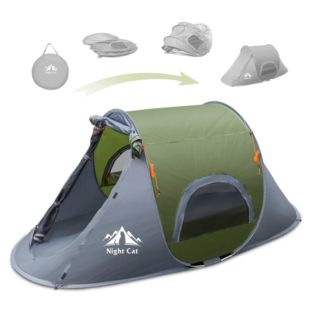 Night Cat Pop Up Camping Tent 1 Person Waterproof Instant Easy Setup Outdoor Tent for Camping Fishing Hiking Hunting