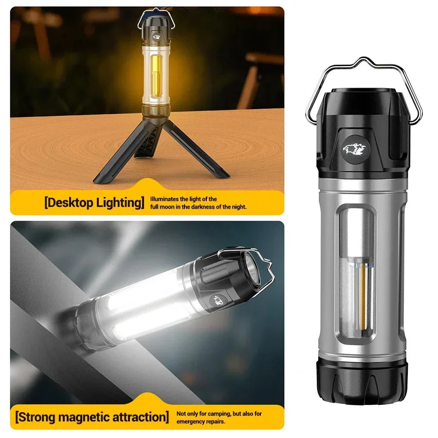 Camping Light Lightweight Handheld Torch 5 Lighting Modes Rechargeable Tent Lamp for Patio Climbing with 8 Light Filaments