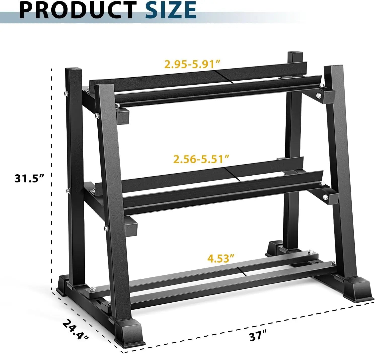 Heavy Duty Dumbbell Rack with Adjustable Storage for Home Gym Holds Up To 1100lbs