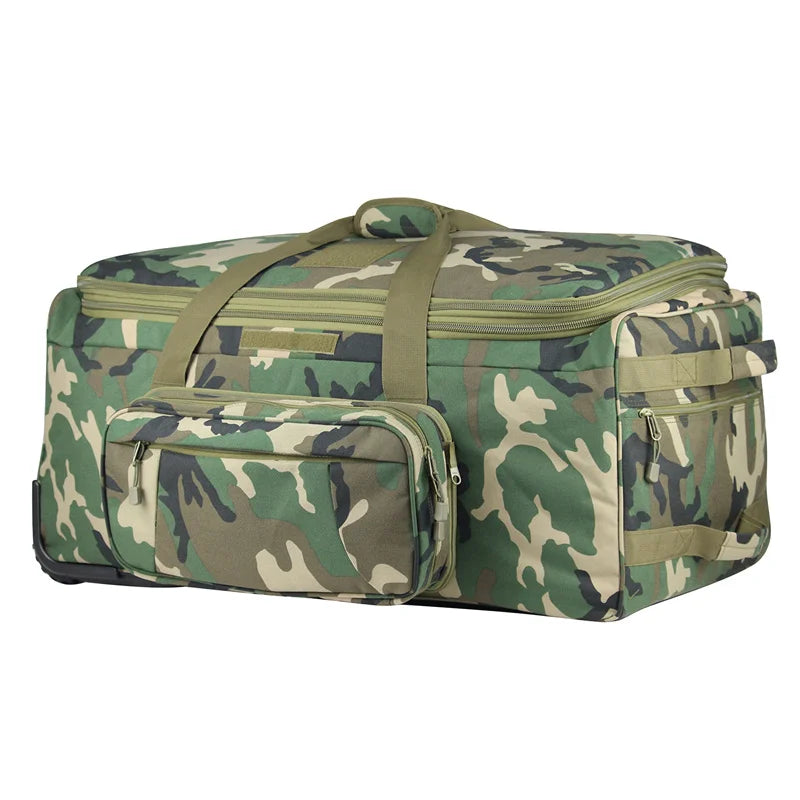 124L Large Capacity Tactical Duffel Bag, Rolling Heavy‑Duty Camping and Travel Luggage