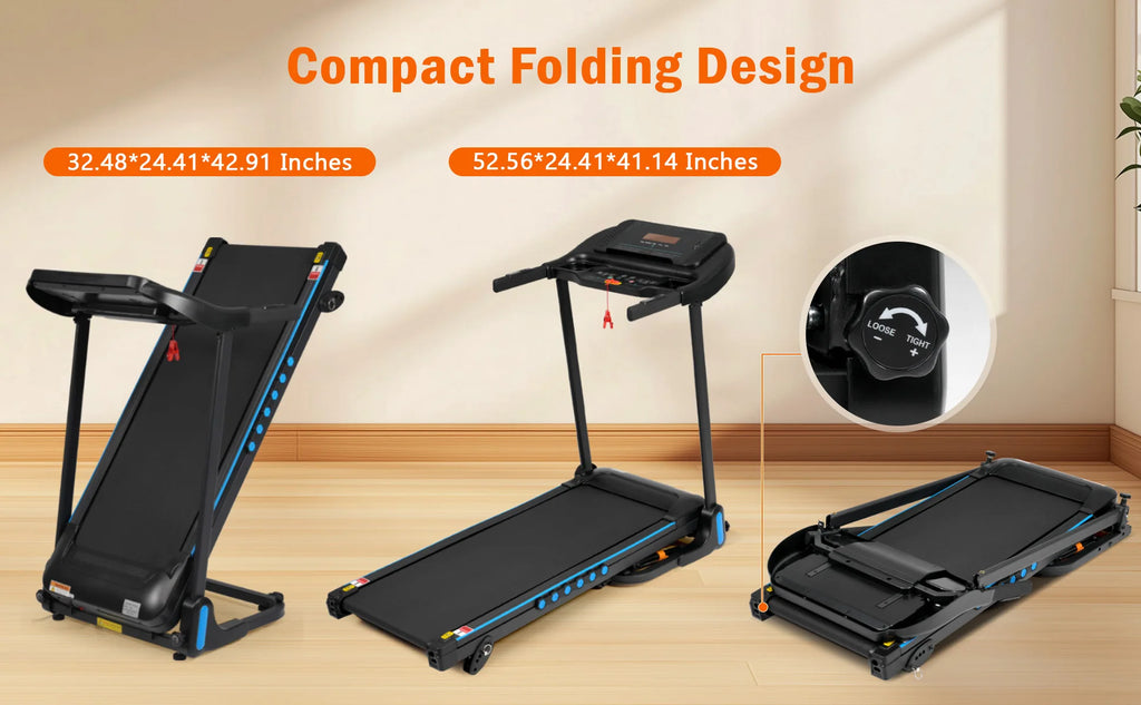 Incline Treadmill for Running and Walking 3.0 HP with 350 lb Capacity Hydraulic Auto Folding Type C and USB Charging up to 10MPH plus Bluetooth Speaker