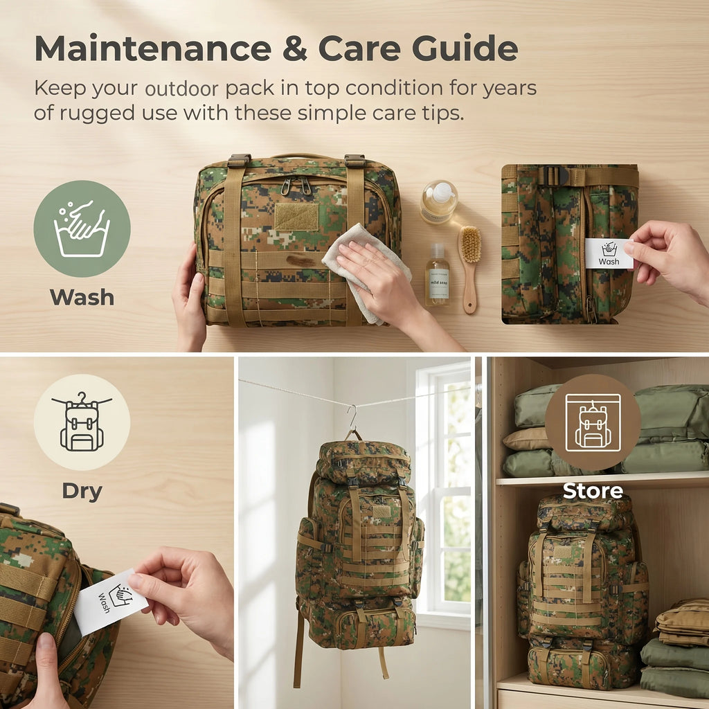 Men’s Backpack for Mountain Climbing Heavy Duty Double‑Shoulder Travel Bag with Removable National Flag Patch Accessory