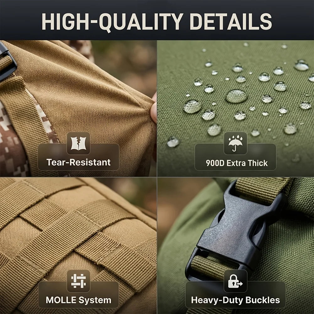 Men’s Backpack for Mountain Climbing Heavy Duty Double‑Shoulder Travel Bag with Removable National Flag Patch Accessory