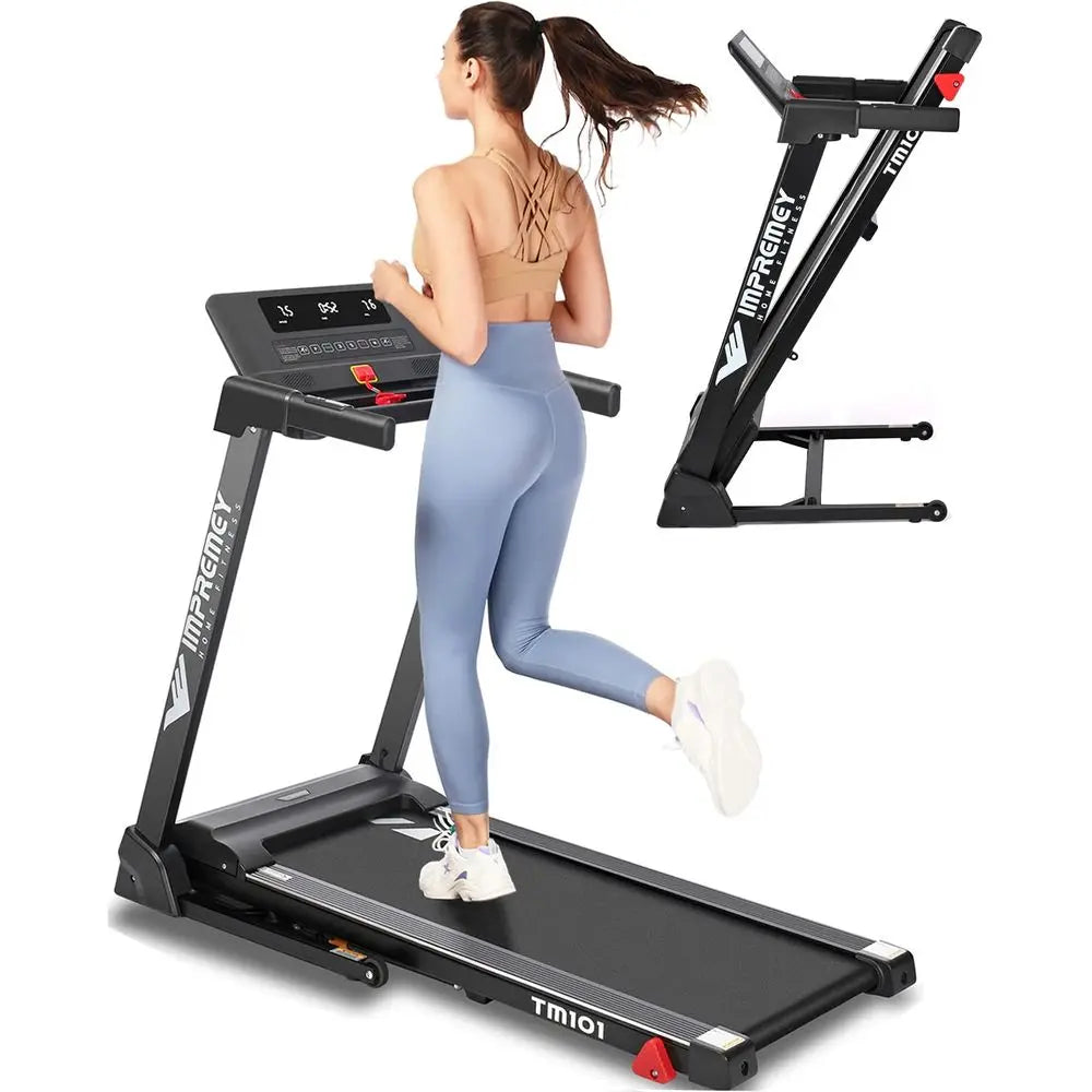 Folding Treadmill with Incline Electric Treadmill 42 × 16 Large Running Belt Heart Rate Monitor Easy Assembly 64 Preset Programs