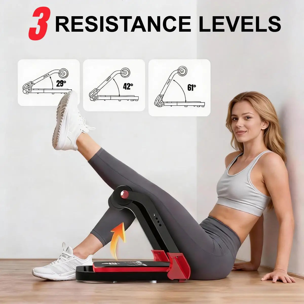 Abdominal Trainer Foldable Home Ab Workout Device with 3 Adjustable Resistance Levels for Sit Up and Core Training