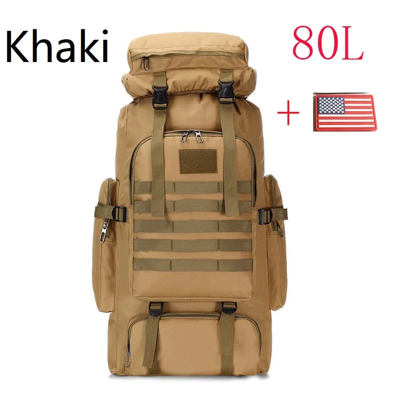 80L 100L Mountaineering Bag Climb Bag Tactical Backpack Large Outdoor Hiking Camping Travel Backpack