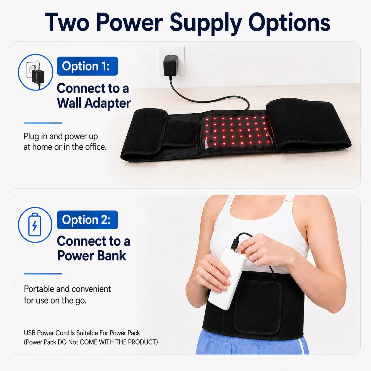3‑in‑1 Red + Near‑Infrared Light Therapy Belt 105 LED Beads 660nm/850nm Adjustable Modes Full‑Body Relief Wrap with Timer and Dual Charging