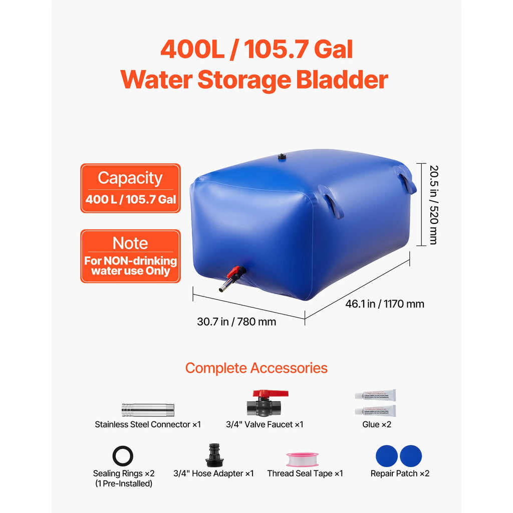 Water Storage Bladder TPU Soft Water Bag Portable Collapsible Water Storage Container for Camping and Outdoor Irrigation