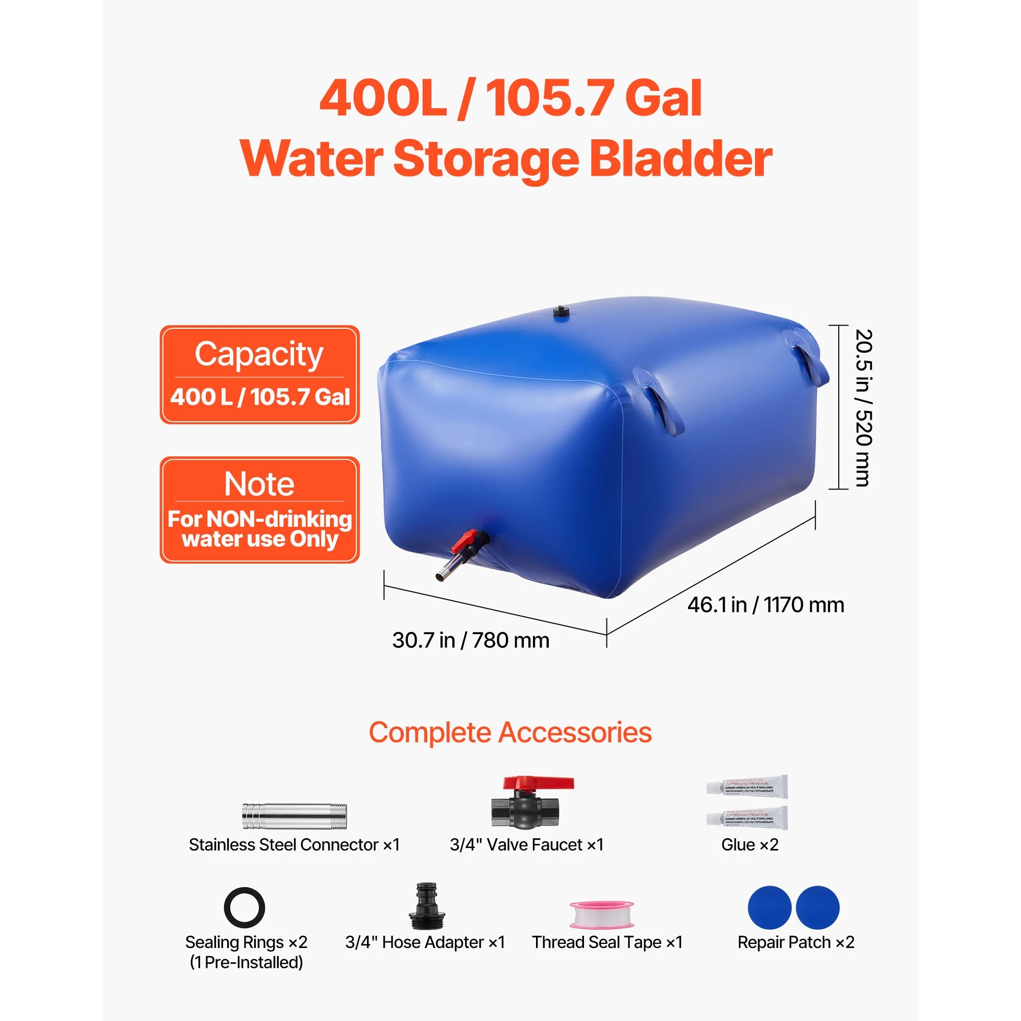 Water Storage Bladder TPU Soft Water Bag Portable Collapsible Water Storage Container for Camping and Outdoor Irrigation
