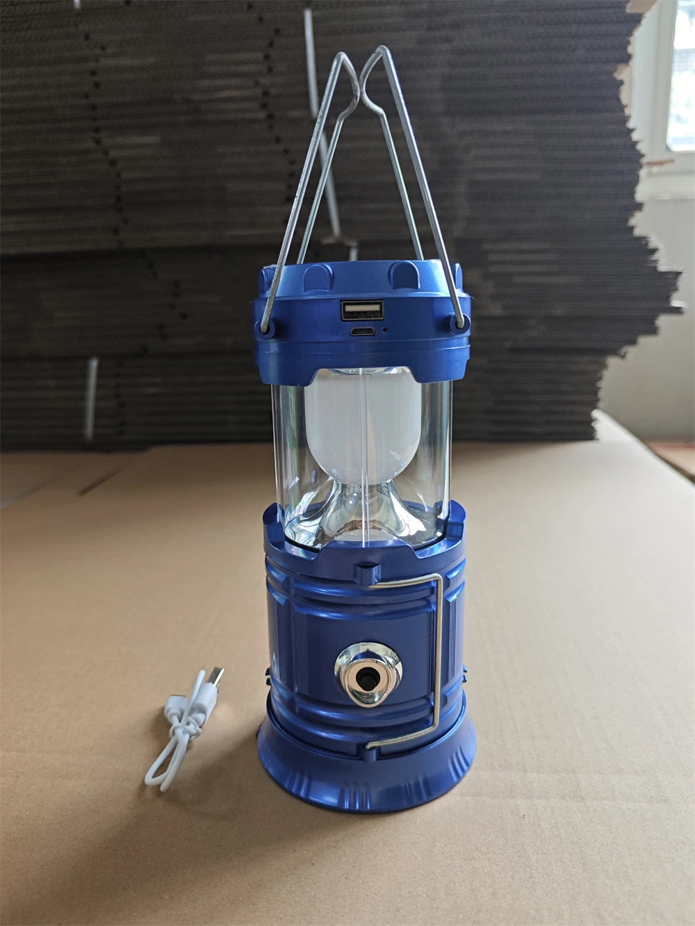 Solar Camping Lamp Portable Telescopic USB Rechargeable Lantern Flashlight Emergency Hanging Lamp Waterproof Outdoor Light