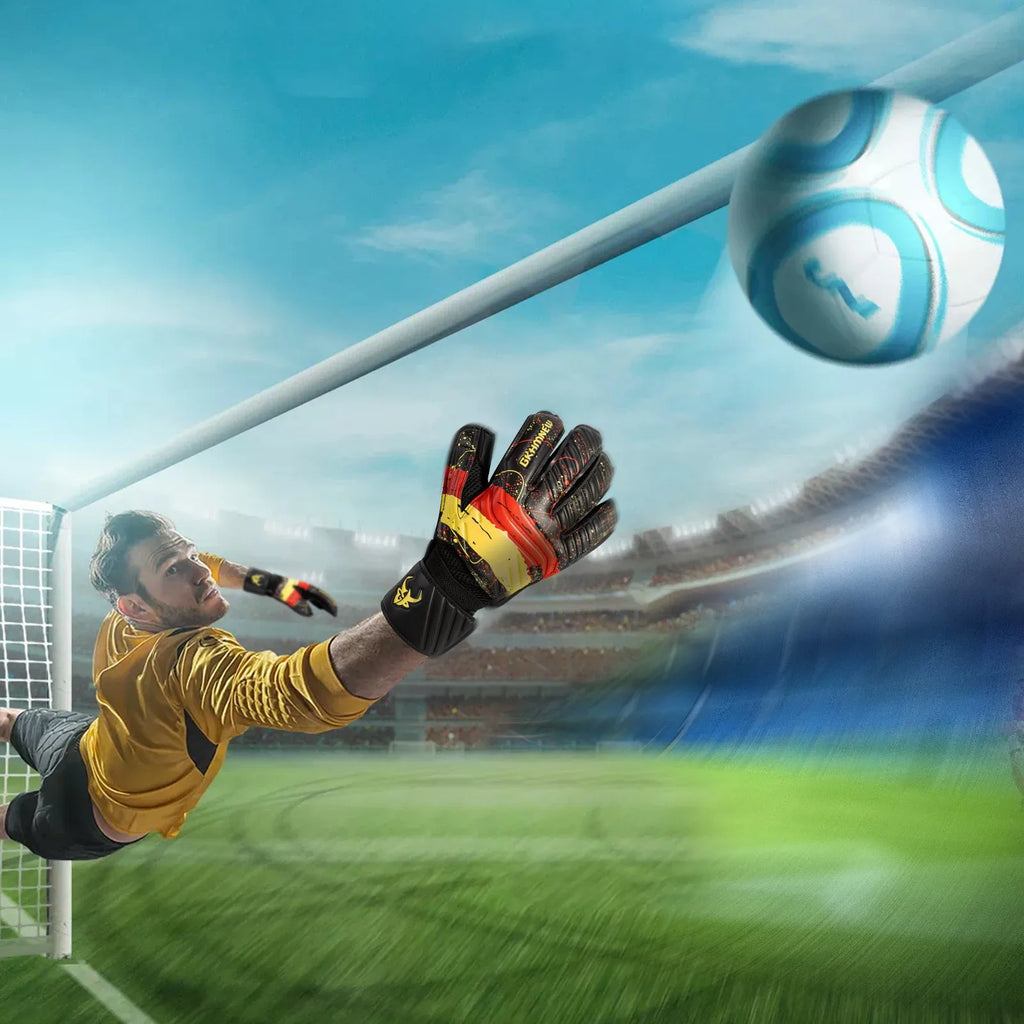 Goalkeeper Gloves for Adult and Youth Strong Latex Grip Double Wrist Support and Breathable Mesh
