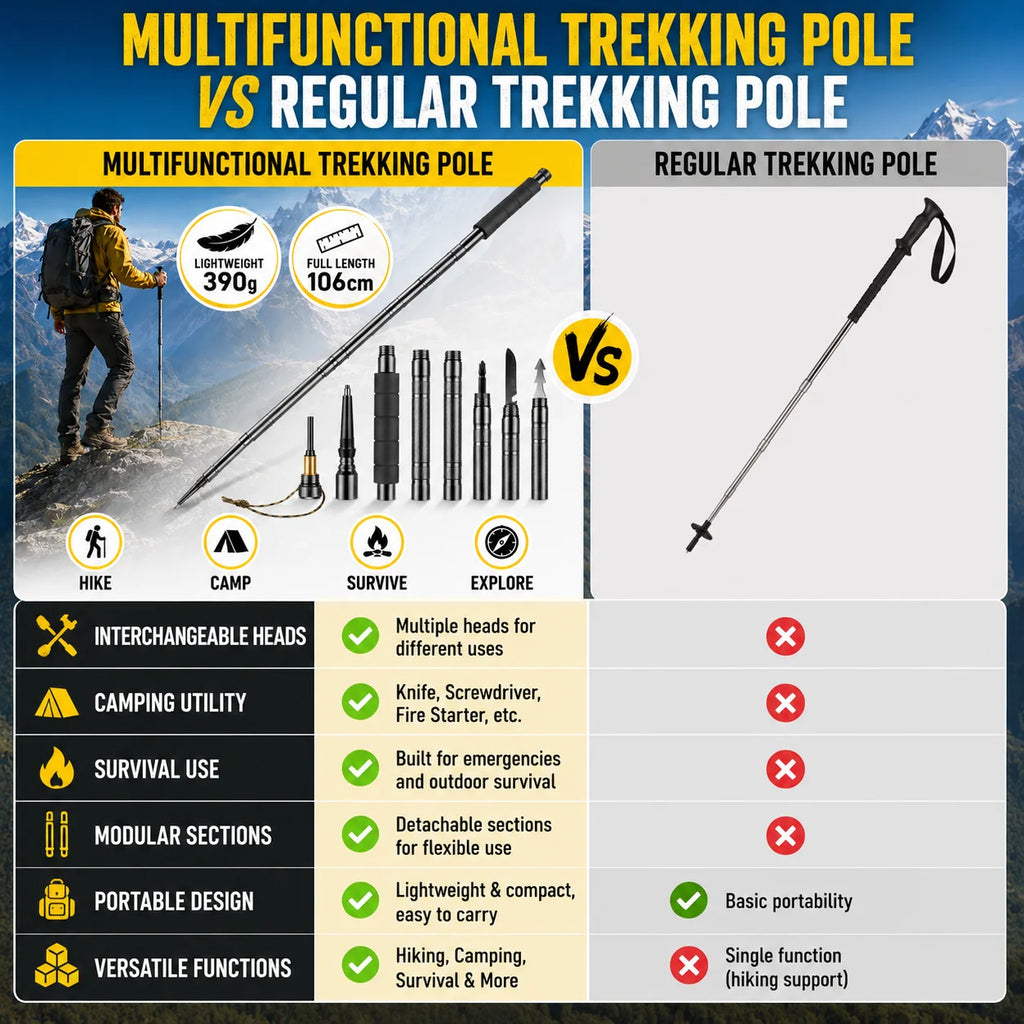 Adjustable 106cm Outdoor Walking Stick Telescopic Lightweight Trekking Pole with Non Slip Comfort Grip for Hiking Camping Travel and Daily Walking