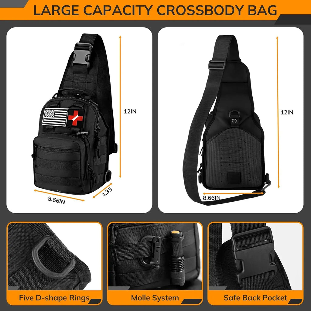 250 Piece Survival Kit with First Aid Tactical Gear Emergency Tent and Crossbody Bag for Outdoor Adventure and Gifts