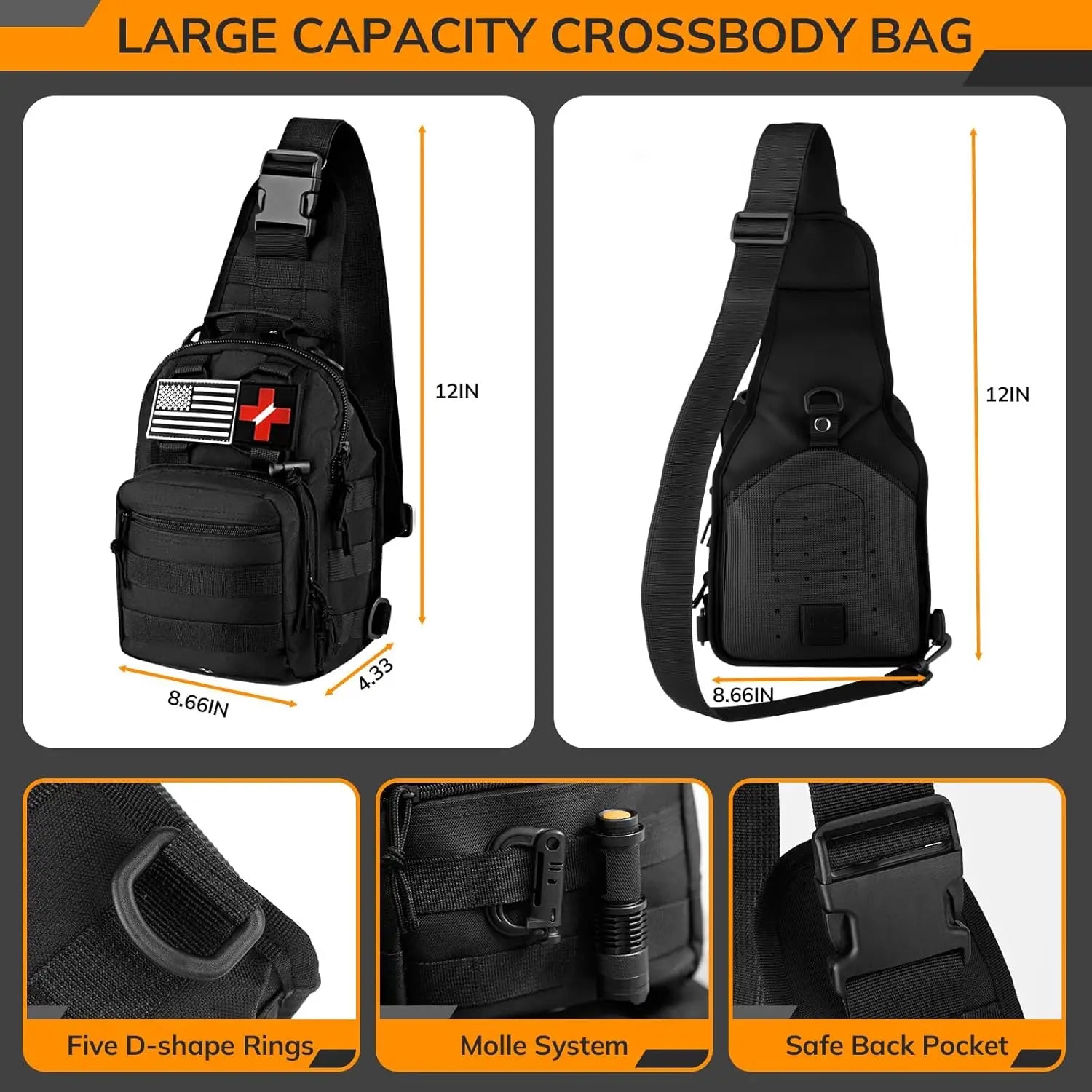 250 Piece Survival Kit with First Aid Tactical Gear Emergency Tent and Crossbody Bag for Outdoor Adventure and Gifts