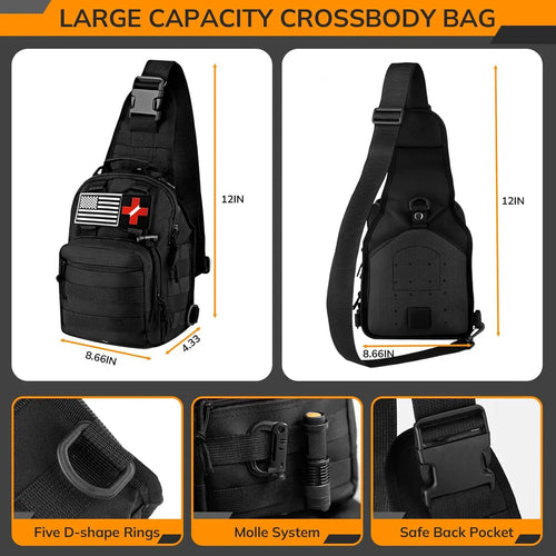 250 Piece Survival Kit with First Aid Tactical Gear Emergency Tent and Crossbody Bag for Outdoor Adventure and Gifts