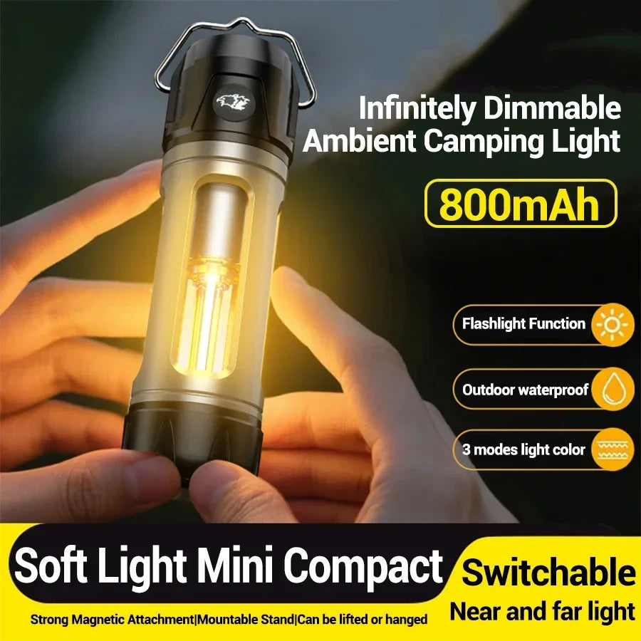 Camping Light Lightweight Handheld Torch 5 Lighting Modes Rechargeable Tent Lamp for Patio Climbing with 8 Light Filaments
