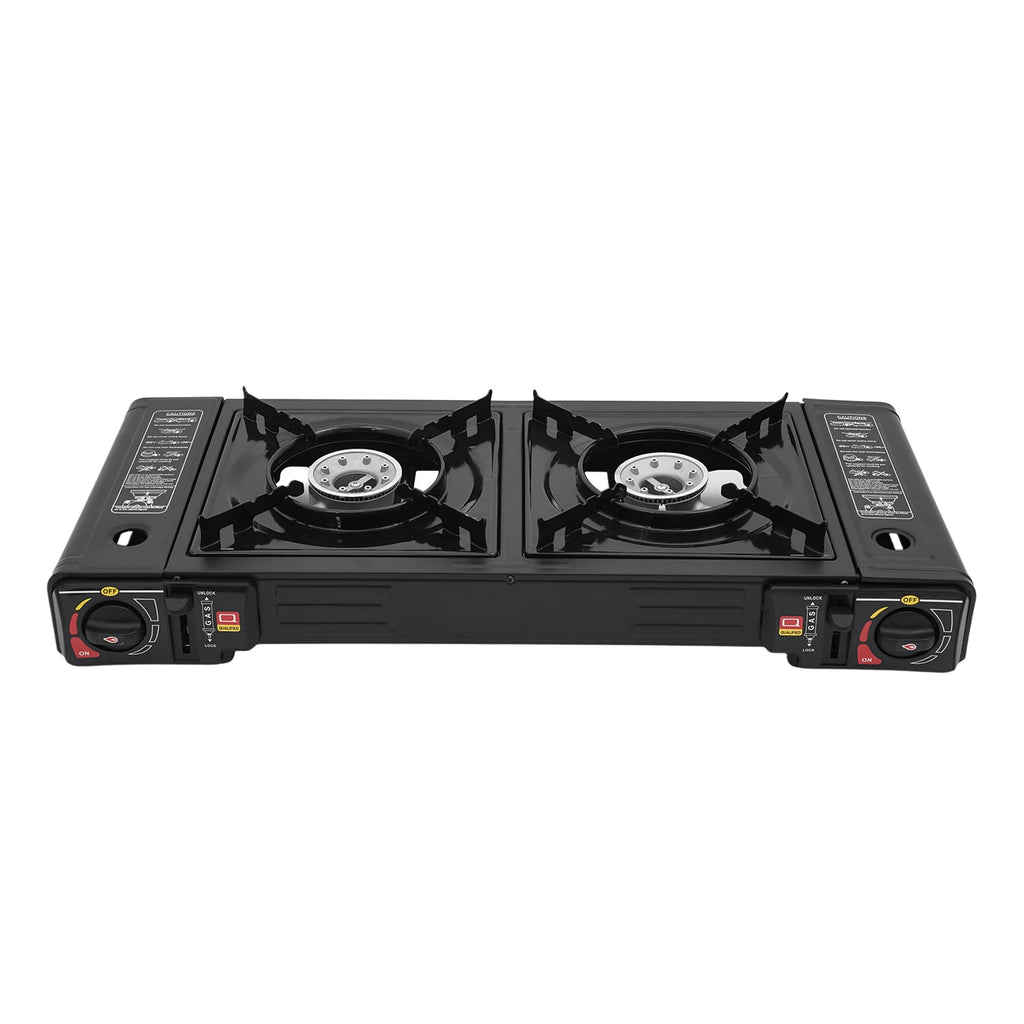 2‑Burner Portable Camping Stove 2500W Each Gas Grill Stove with Carry Case Butane/LPG Compatible