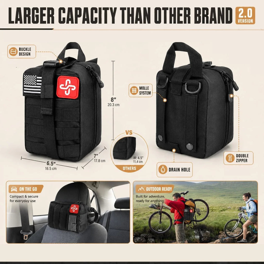 258 Piece Car Emergency Kit Portable Family Travel Tactical Hiking EVA Material Camping Essential Backpack for Sports Office Ship Unexpected Incidents