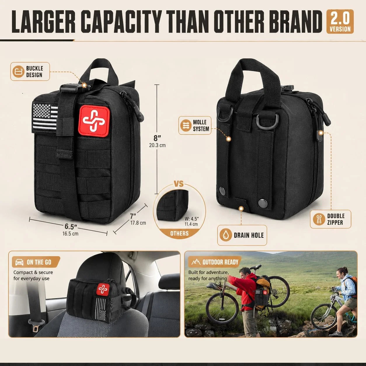 258 Piece Car Emergency Kit Portable Family Travel Tactical Hiking EVA Material Camping Essential Backpack for Sports Office Ship Unexpected Incidents