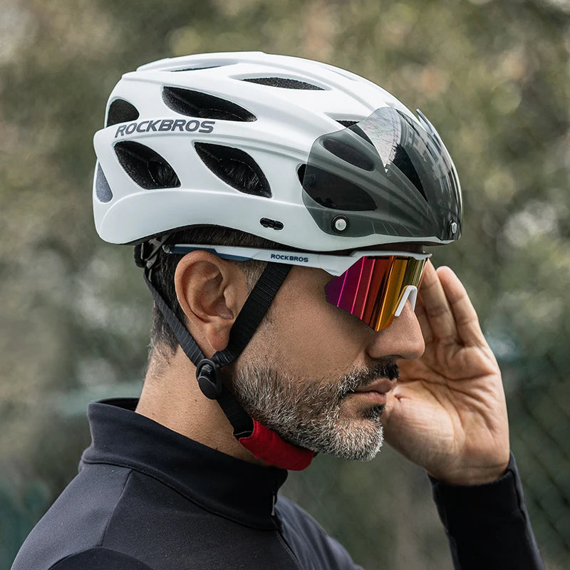 Cycling Helmet Lightweight Integrated Head Protection Safety Helmet with Goggles for Men and Women MTB and Road Bike Riding
