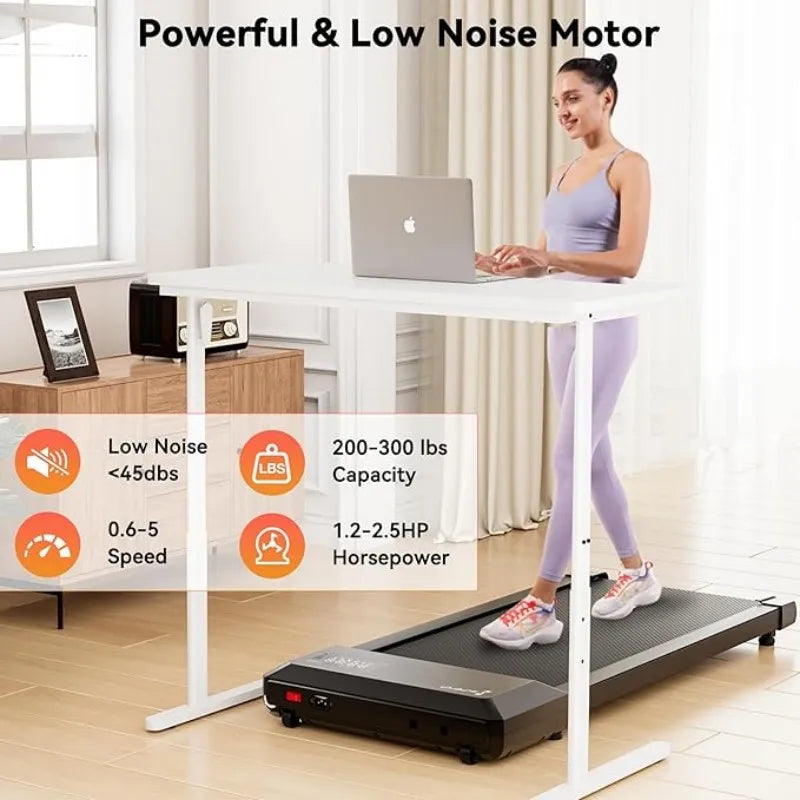 2 in 1 Home and Office Walking Treadmill 2.5 HP Mini Foldable Design with APP and Remote Control