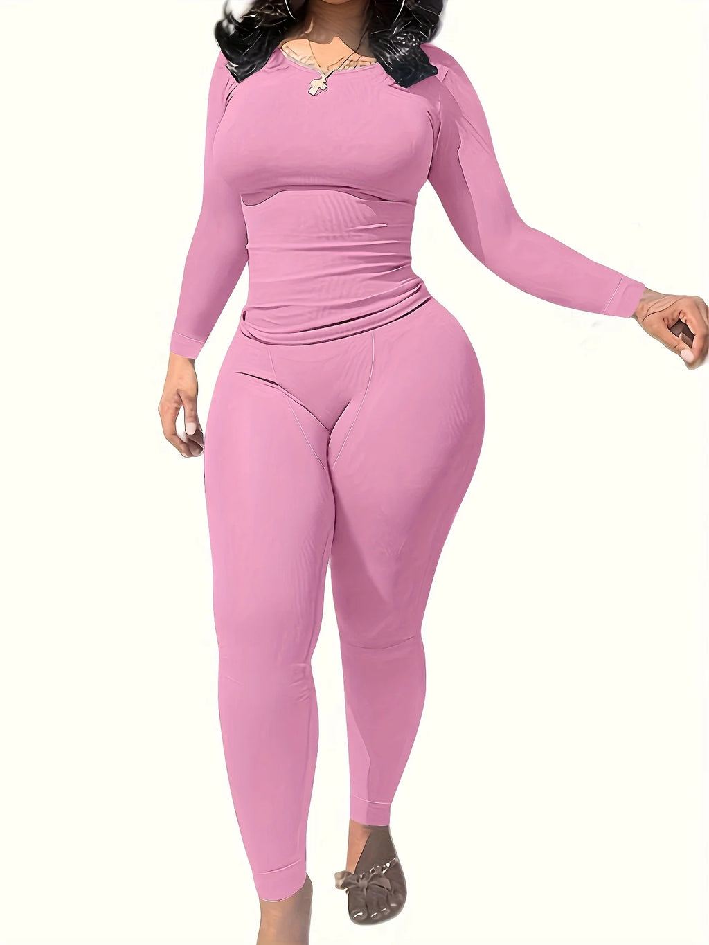 Womens Long sleeve Shirt  and Leggings Set Exercise wear 2 Piece Set