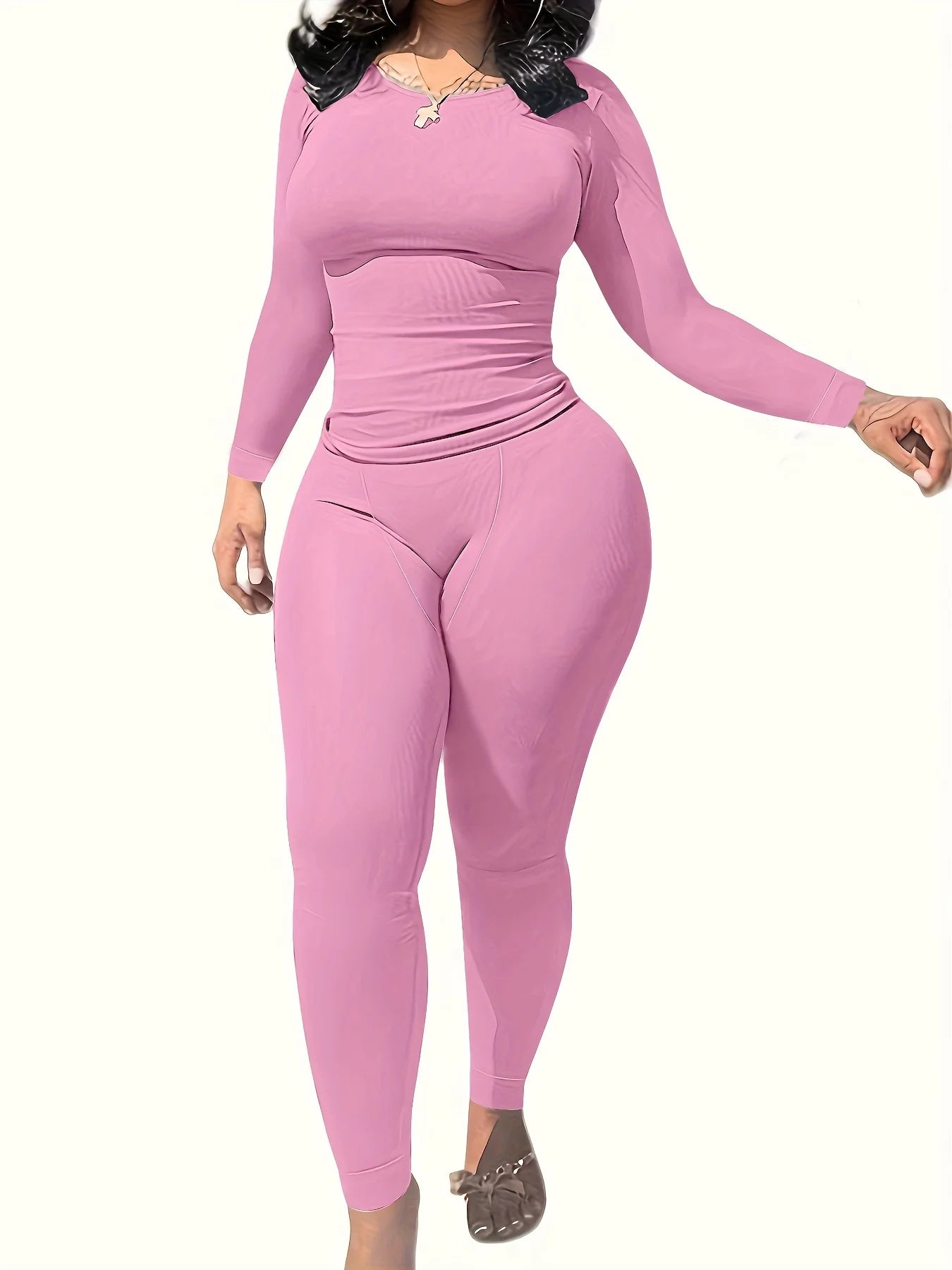 Womens Long sleeve Shirt  and Leggings Set Exercise wear 2 Piece Set