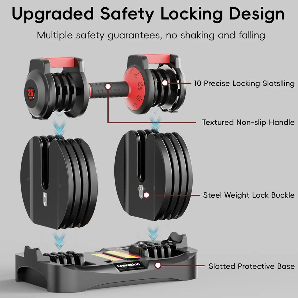 Adjustable Dumbbells for Home Gym — Rapid Weight Change, Safe Locking Mechanism & Ergonomic Anti‑Slip Grip