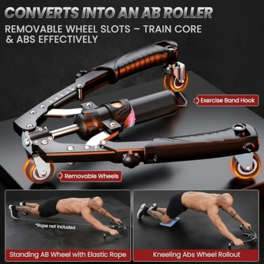 Twister Arm Trainer 3 in 1 Hydraulic Power Chest Workout Equipment with Ab Roller Wheels and Hooks Adjustable 22 to 440lb Arm Trainer