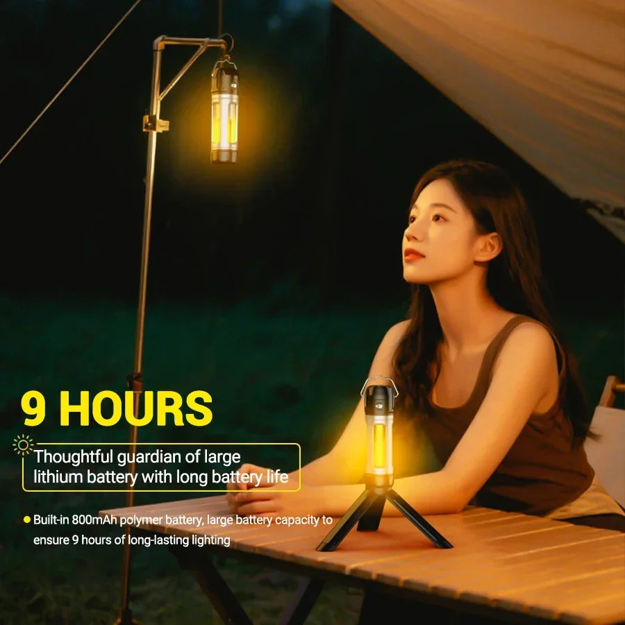Camping Light Lightweight Handheld Torch 5 Lighting Modes Rechargeable Tent Lamp for Patio Climbing with 8 Light Filaments