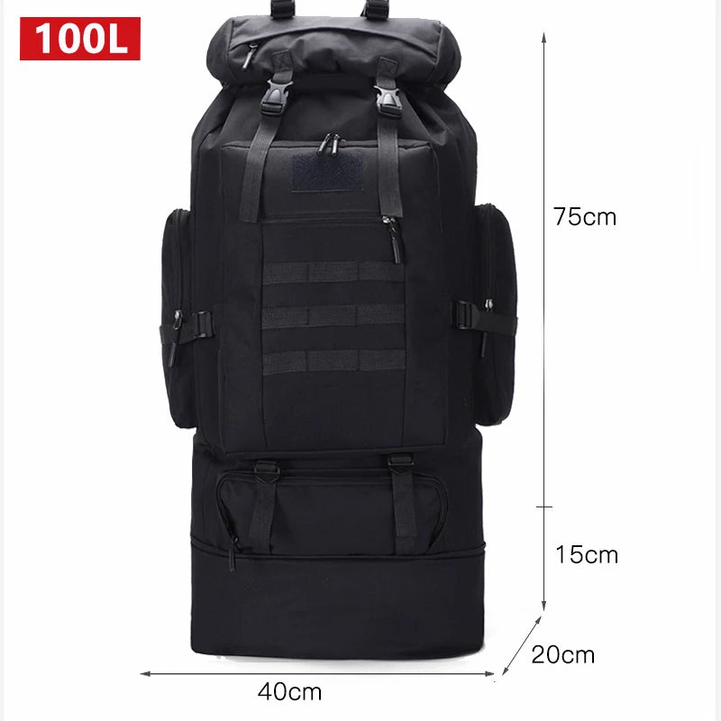 80L 100L Mountaineering Bag Climb Bag Tactical Backpack Large Outdoor Hiking Camping Travel Backpack