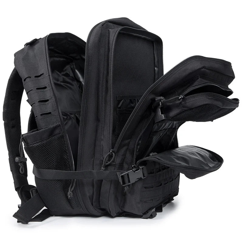 45L Tactical Backpack Survival Bag Hunting MOLLE Backpack Gym Men EDC Outdoor Hiking Rucksack with Bottle Holder
