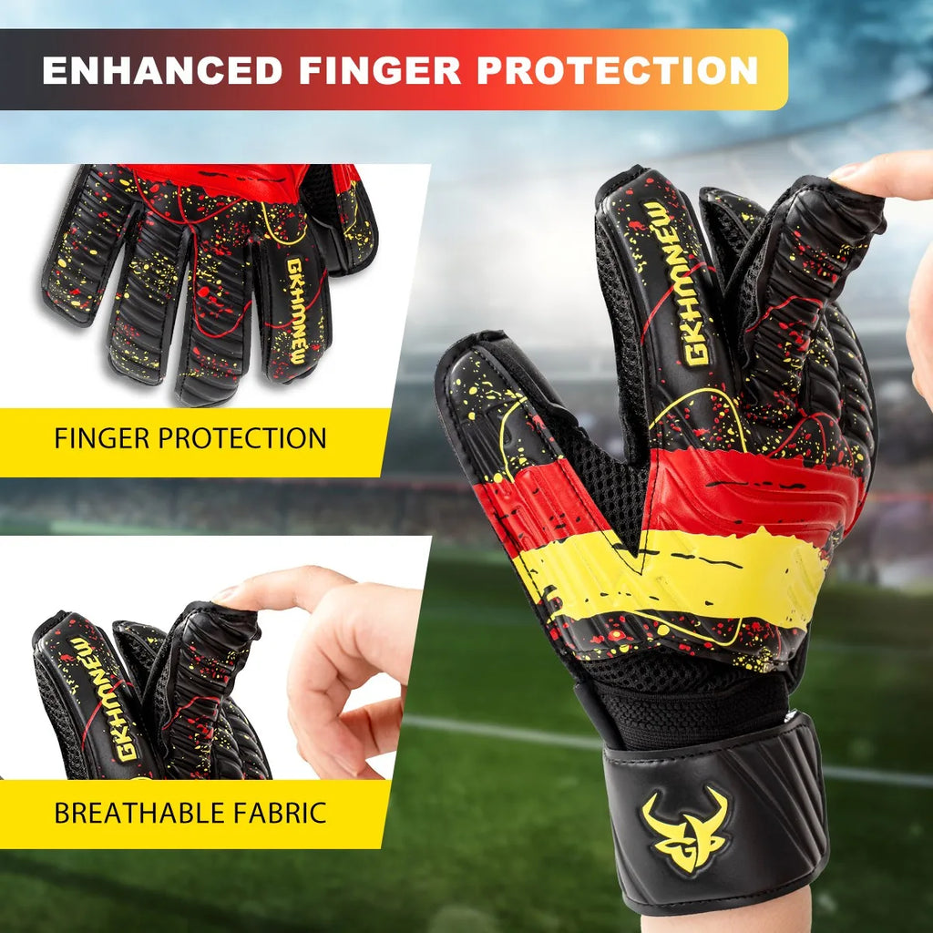 Goalkeeper Gloves for Adult and Youth Strong Latex Grip Double Wrist Support and Breathable Mesh
