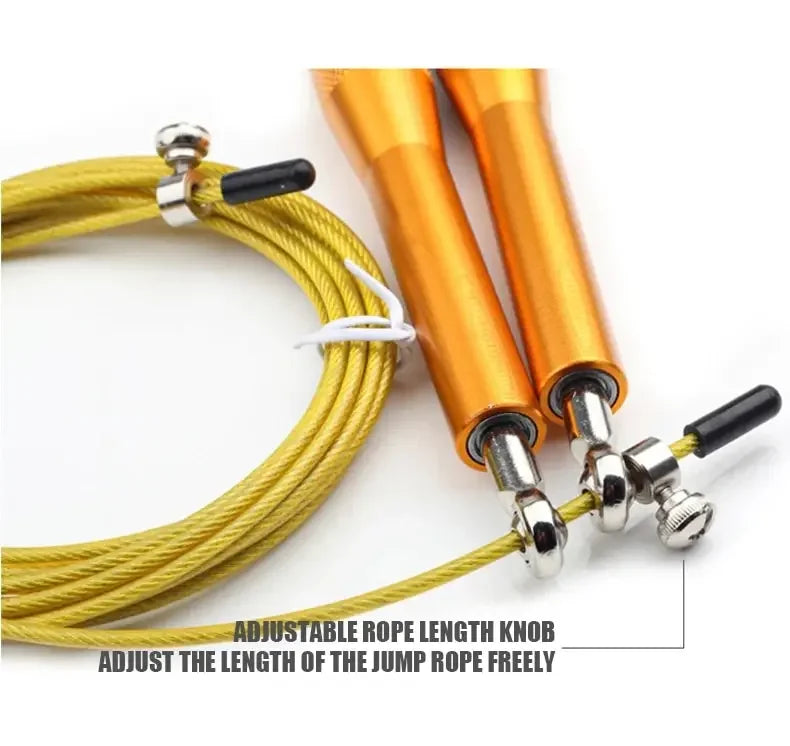 High Fast Speed Wire Jump Rope Black Adjustable Steel Rope with Aluminum Handles for Fitness