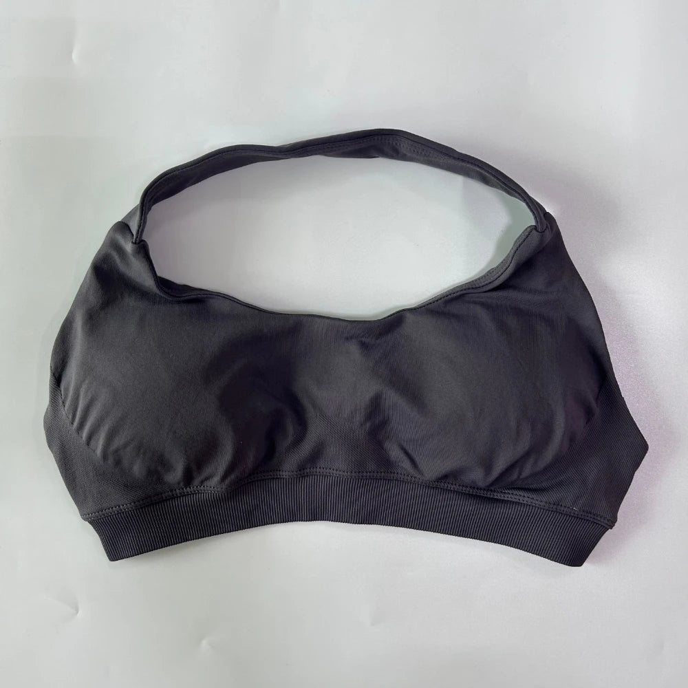 Women’s Yoga Bra Halter Neck Strap Open Back Medium Support Fitness Crop Top for Gym and Yoga