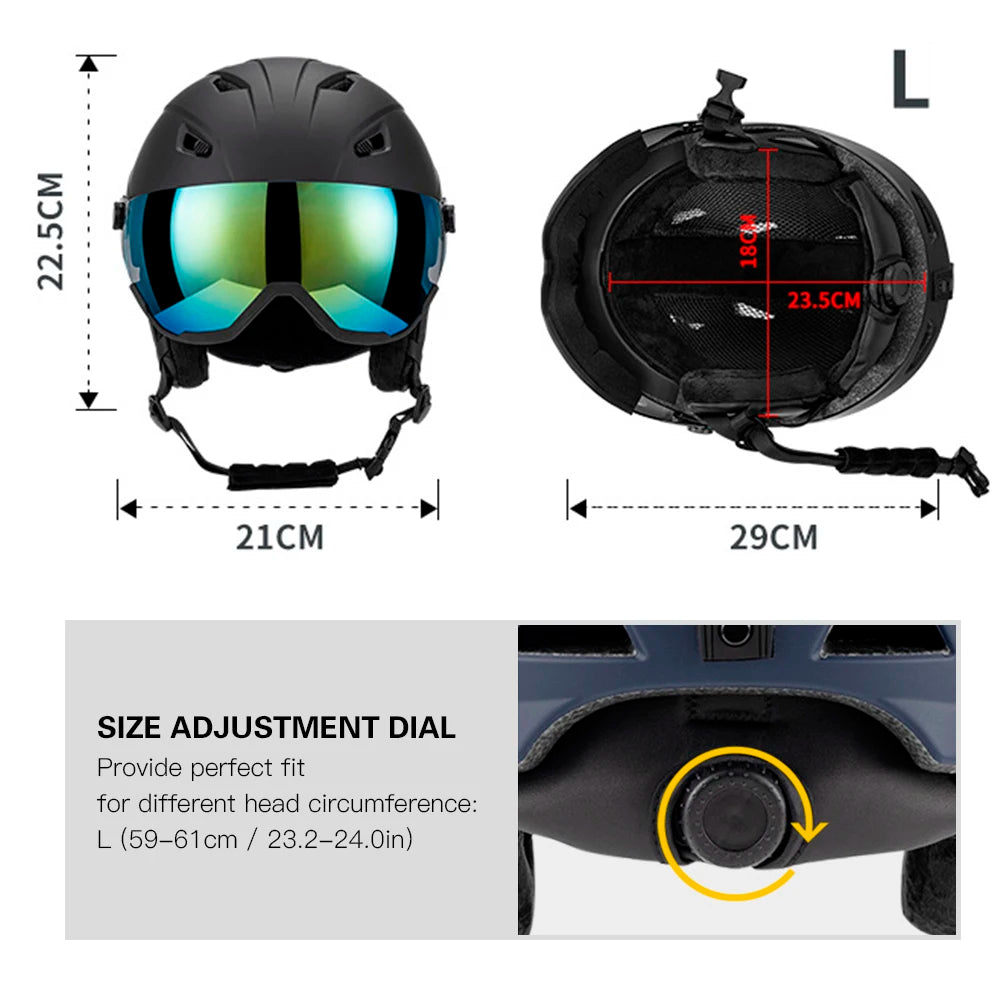 Integrated Ski Helmet Men and Women Snowboard Helmet with Removable Visor Goggles Men and Women Snowboard Wear