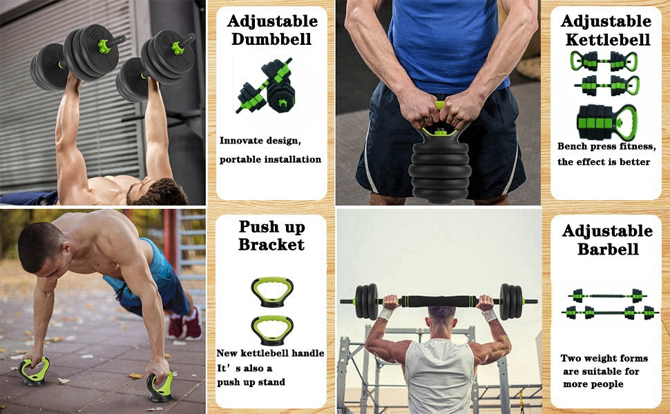 66 lb / 88 lb 4‑in‑1 Adjustable Kettlebell and Dumbbell Set, Converts to Kettlebells, Barbell, and Push‑Up Stands for Home and Gym Training